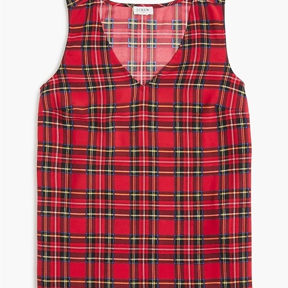 NWT Gorgeous J Crew Red Plaid V Neck Sleeveless Top Medium - Picture 4 of 9